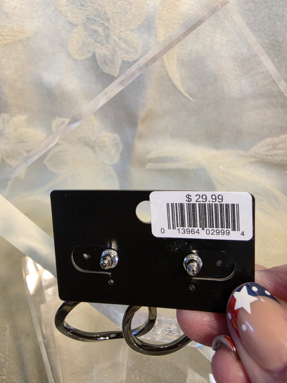 #1202 Chico's Additions Gunmetal Hoop Drop Earrings - Picture 3 of 3